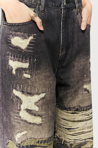 Wild Thread Print Straight Jeans