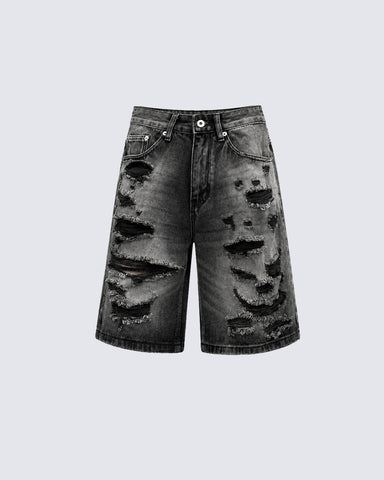Vintage Distressed Ripped Denim Shorts