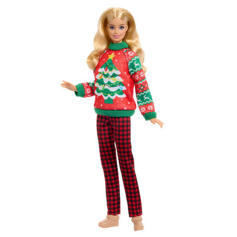 Barbie Holiday Sweater Doll with Long Blonde Hair