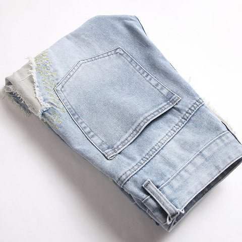 Mens Fashion Jeans Destroy embroidery thread balls 5720#