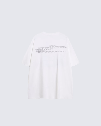 Gothic Chain Print Oversized Black T-Shirt
