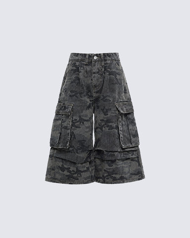 New Camo Layered Cargo Shorts