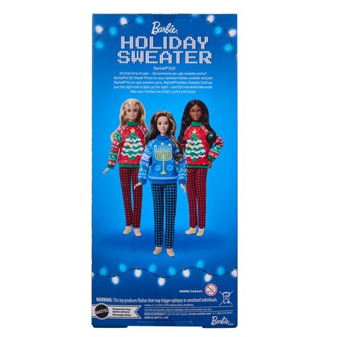 Barbie Holiday Sweater Doll with Brunette Wavy Hair