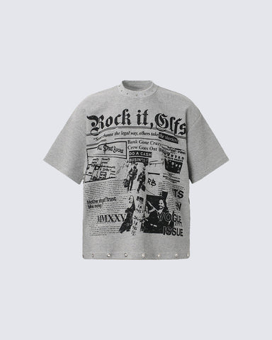 Vintage Studded Graphic T-Shirt New
