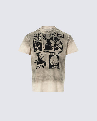 American Retro Tie-Dye Distressed Print Casual T-Shirt