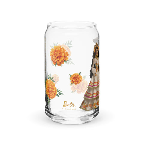 Barbie Día de Muertos Marigolds Clear Glass