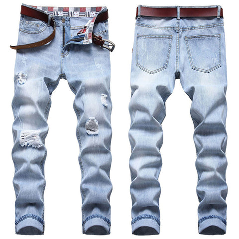 Mens Fashion Jeans Ripped D667#