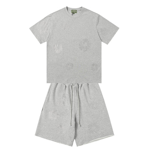 Denim Tears T shirt & Shorts 2 Piece Set Rhinestones