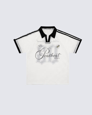 Vintage Mesh Number Graphic Polo Jersey Tee